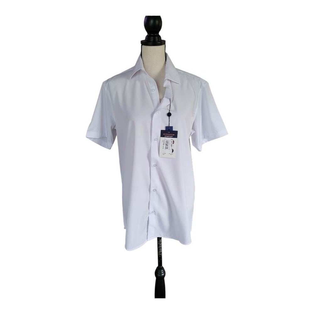 Suslo Couture‎ Men's Short Sleeve Button Down Shirt White M